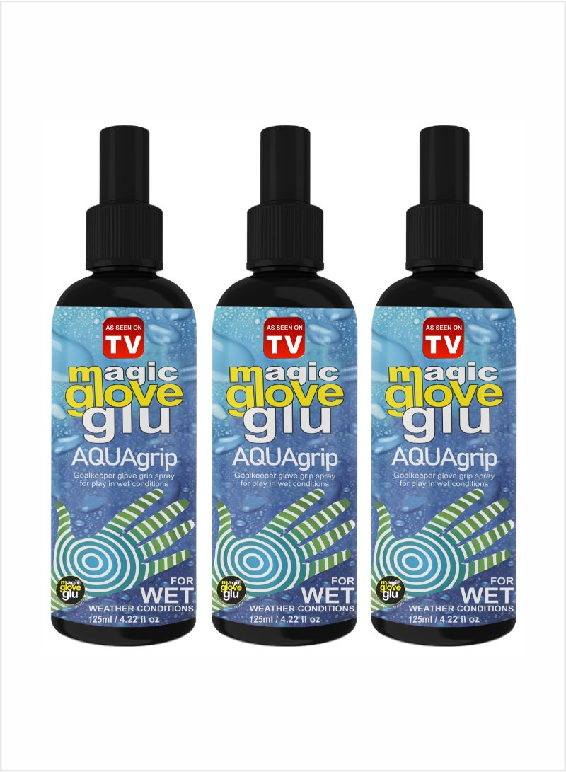 AS SEEN ON TV Magic gloveglu AQUAgrip Goalkeeper Glove Spray - Perfect for Goalkeeping Gloves in Wet Conditions 125ml Pack Of 3 