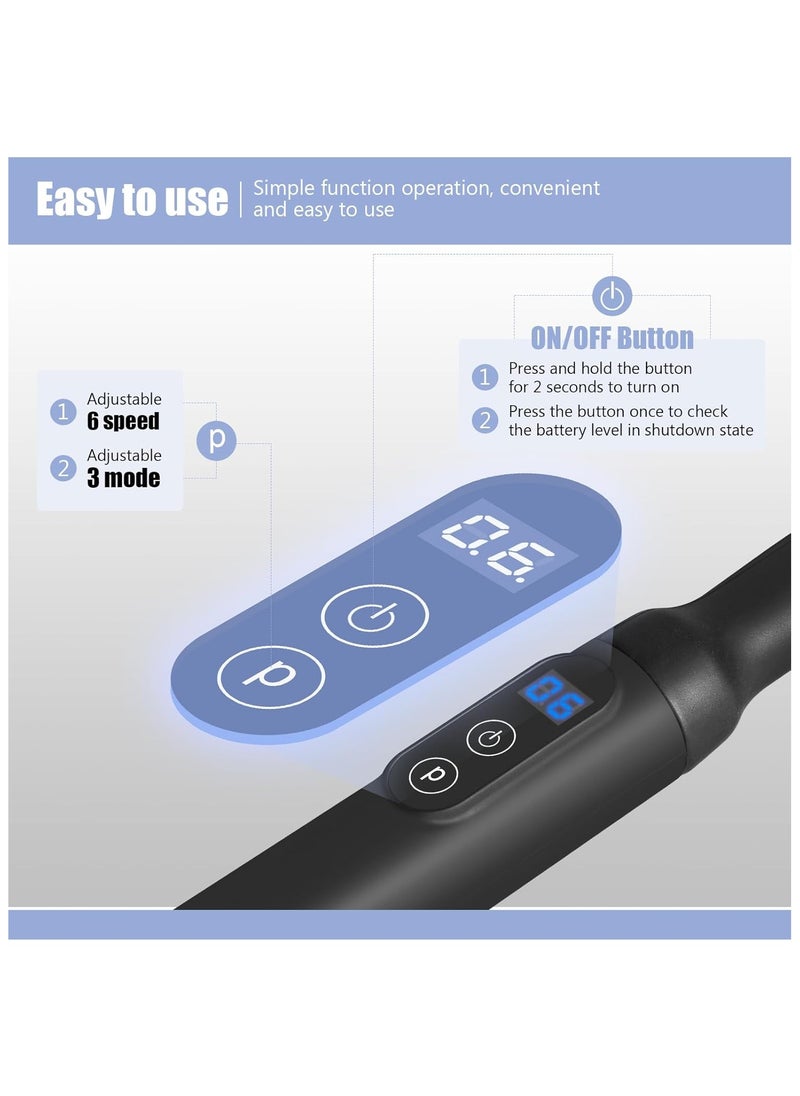 FARROBIZZ Massage Gun Deep Tissue with Upgraded Extension Handle, Portable Percussion Muscles/Neck/Shoulders/Waist/Legs Massager for Pain Relief Deep Tissue with 4 Massage Heads, 3 Modes & 6 Speed Levels  - Image 3