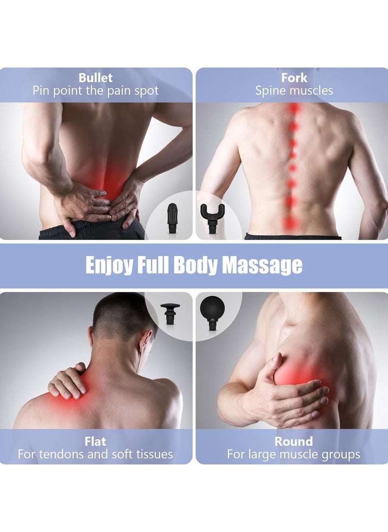 FARROBIZZ Massage Gun Deep Tissue with Upgraded Extension Handle, Portable Percussion Muscles/Neck/Shoulders/Waist/Legs Massager for Pain Relief Deep Tissue with 4 Massage Heads, 3 Modes & 6 Speed Levels  - Image 5