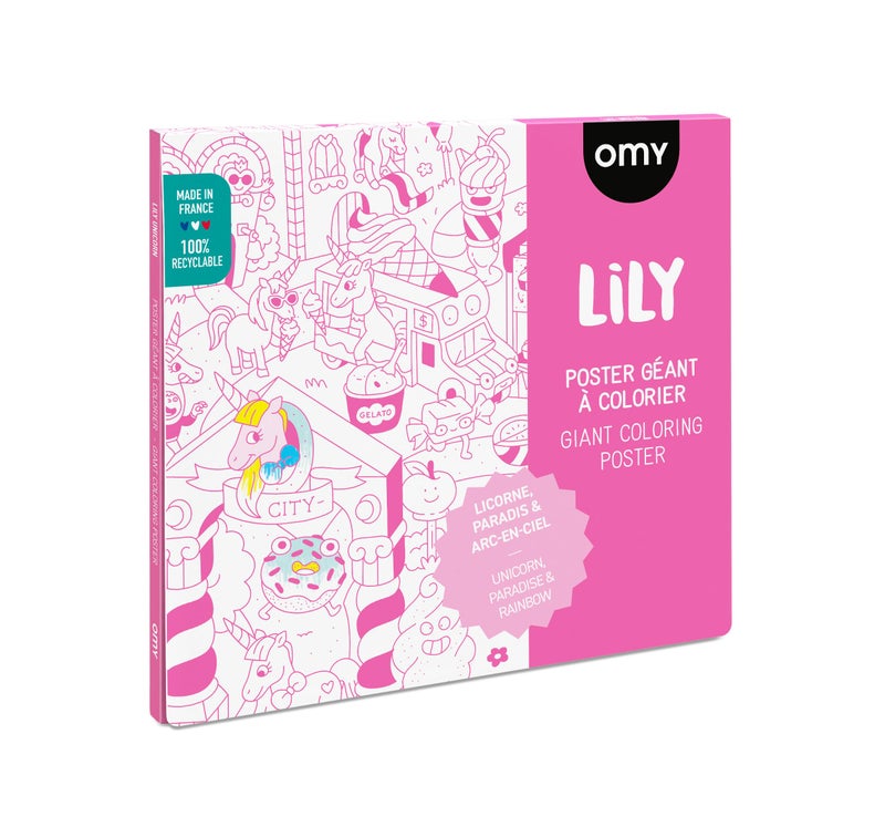 omY Omy Giant Coloring Poster  Lily The Unicorn  A Paradise of Rainbows  Enter a Dream World of Magic  40 x 28 Inches  Creative Play and Fun for Kids Teens Adults and The Whole Family