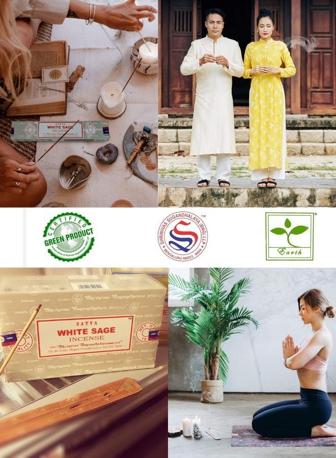 Satya White Sage Incense Sticks, Green Certified Incense Sticks, Pack of 3 - Image 4