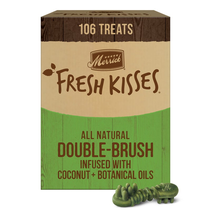 Merrick Fresh Kisses Natural Dental Chews Infused with Coconut and Botanical Oils for Tiny Dogs 5-15 Lbs - 106 ct. Box - Image 1