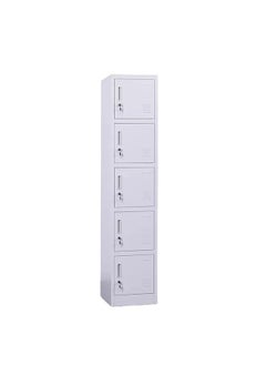 Protector PROTECTOR 5 Door Metal Locker for Home, School and Office, Five Shelves Design - Lock with Plastic Handle, Grey  - Image 1