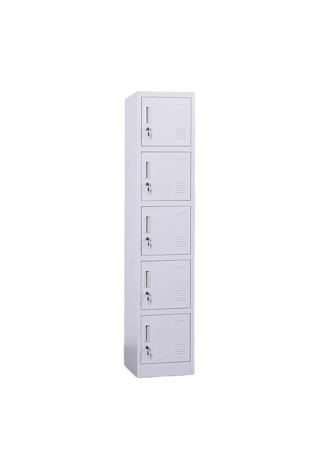 Protector PROTECTOR 5 Door Metal Locker for Home, School and Office, Five Shelves Design - Lock with Plastic Handle, Grey  - Image 1