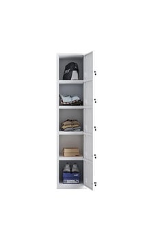 Protector PROTECTOR 5 Door Metal Locker for Home, School and Office, Five Shelves Design - Lock with Plastic Handle, Grey  - Image 2