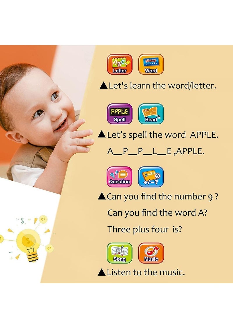 Kids Early Development Interactive Electronic Tablet with Teach Alphabet Numbers Word Music Math 3 Years+, Montessori Toys for Babies 6 12 18 Months+ Assorted Colors  - Image 5