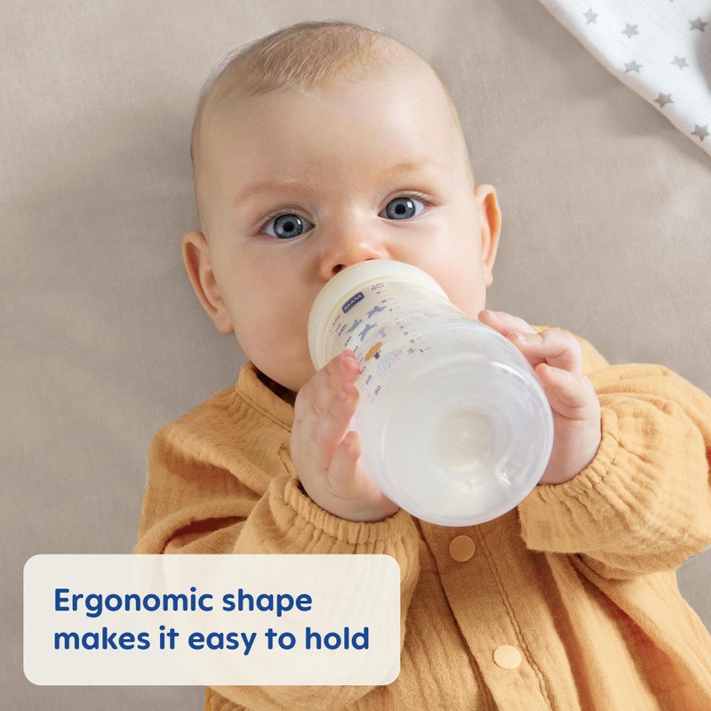 MAM Easy Active Baby Bottles 11oz, Fast Flow Skinsoft Silicone Nipple with Wide Neck Ergonomic Design, Easy to Hold, BPA-Free, Bottles with Leak-Proof Caps for 4+ Months Baby - Image 3