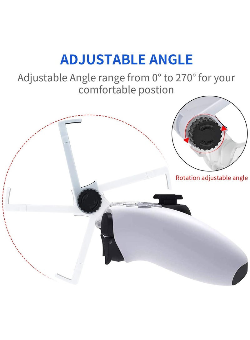 حامل هاتف لوحدة تحكم PS5، حامل هاتف محمول قابل للطي مع مشبك قابل للتعديل لوحدة تحكم PS5 DualSense اللاسلكية - أبيض - Image 3