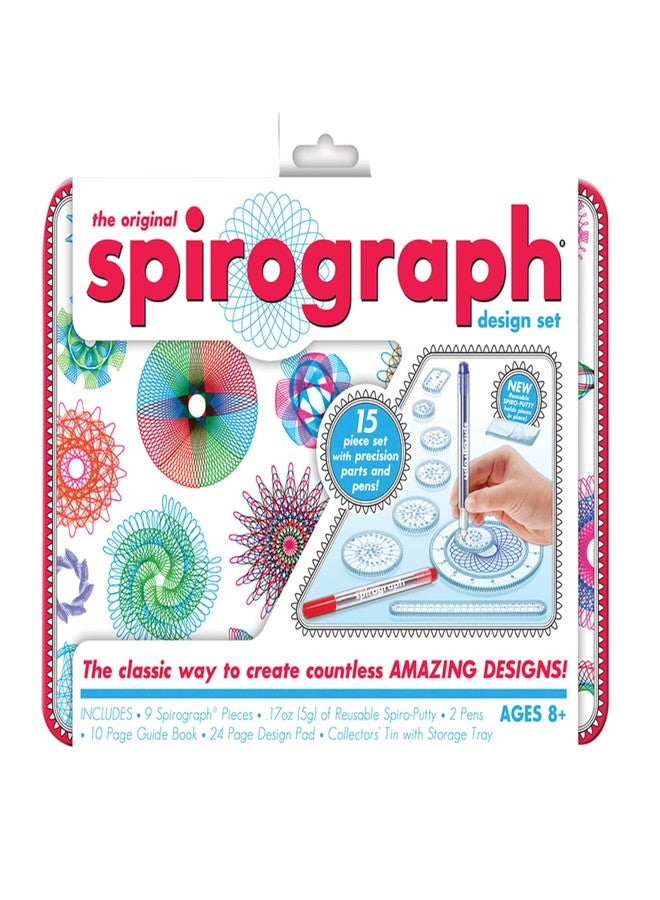 Spirograph Design Set Collectors Tin - Arts and Crafts, Kids Toys, Art Supplies, Craft Supplies, Drawing Kit, Spiral Art, Classic Gear Design Kit, Pens, Design Sheet Included, Ages 8 and Up - Image 1
