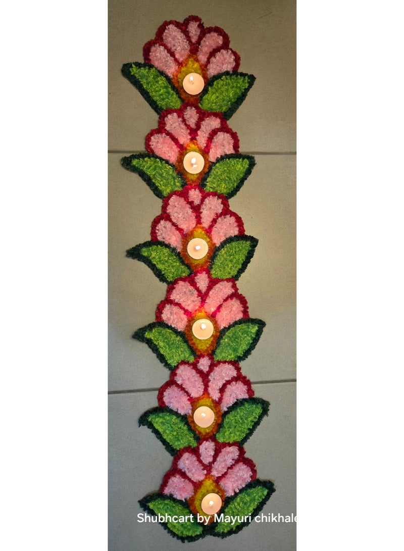 شوبكارت - رانغولي باب من القماش مصنوع يدويًا - تصميم زهور توران لتزيين المنزل في الأعياد
