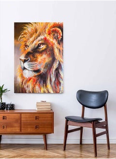 Framed Canvas Wall Art Stretched Over Wooden Frame, Lion Close-Up Painting, For Home, Living Room, Office Decor - pzsku/ZCD4908A2D68F708F9D42Z/45/_/1689684205/37179020-cfa0-47af-ad25-a6dc16bee39b