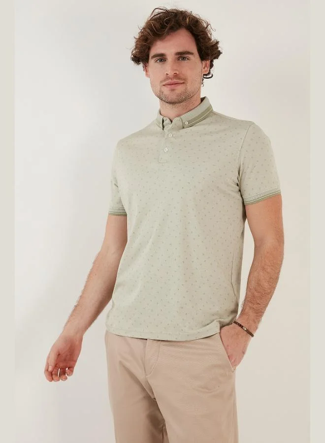 Buratti  Buratti Cotton Blend Patterned Slim Fit Polo Shirt Men's POLO COLLAR T-SHIRT 646B3250 for Men | Best Price UAE