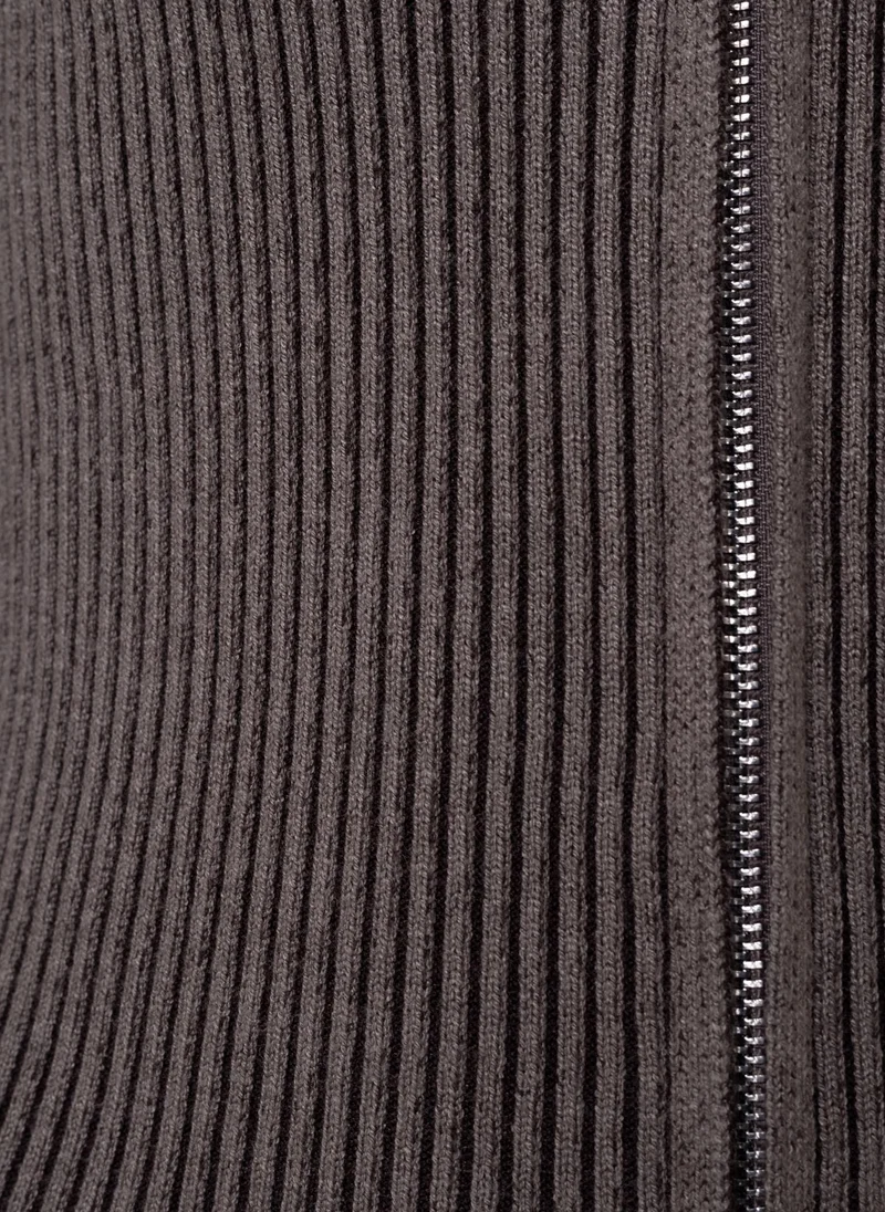 Lichi Rib-knit cardigan with zip fastening