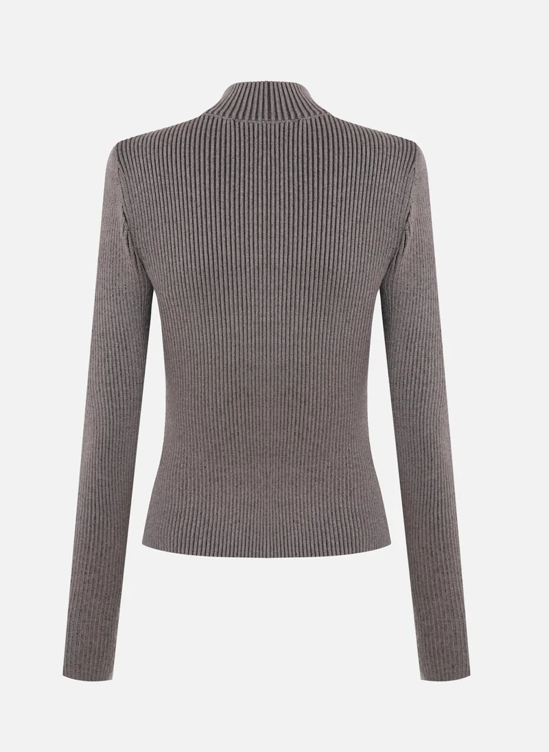 Lichi  Rib-knit cardigan with zip fastening for Women | Best Price UAE