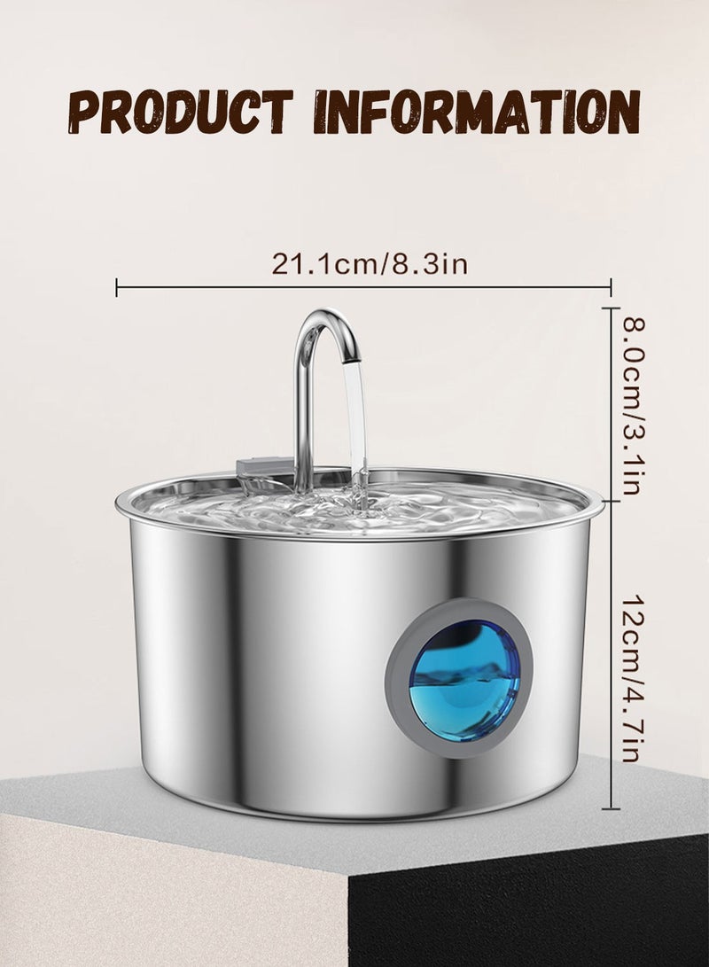 كيدل نافورة مياه للحيوانات الأليفة من الفولاذ المقاوم للصدأ 304، وحدة تغذية بسعة كبيرة، موزع مياه 2 في 1 للقطط والكلاب مع موزع مياه أوتوماتيكي ونافذة مرئية لمستوى المياه، وحدة تغذية ومياه عالمية للحيوانات الأليفة للقطط والكلاب - Image 3