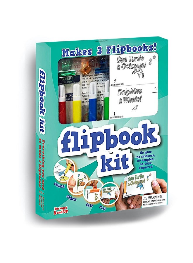 فليبتومانيا مجموعة اصنع كتابك المتحرك بنفسك: مجموعة الرسوم المتحركة الورقية لحياة المحيط: مجموعة كتب متحركة إبداعية للأطفال من سن 6 إلى 12 عامًا وفناني الرسوم المتحركة المبدعين - Image 1