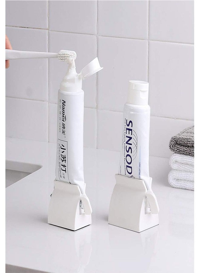 Miracle Toothpaste Roller Squeezer Set of 2 Rolling Tube Toothpaste Holder Stand Bathroom Organizer (White) (2Pack-White) - Image 1