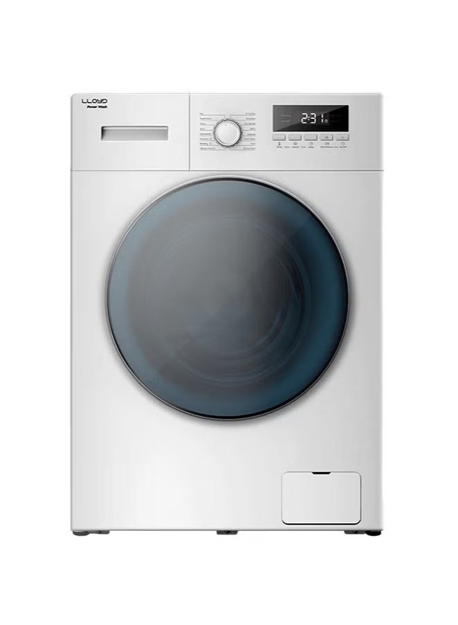 Lloyd 8 Kg Front Load Washing Machine – White | Big Door Design | GLWF804POGWT04 | Inverter Motor | Hygiene Steam Wash - Image 1