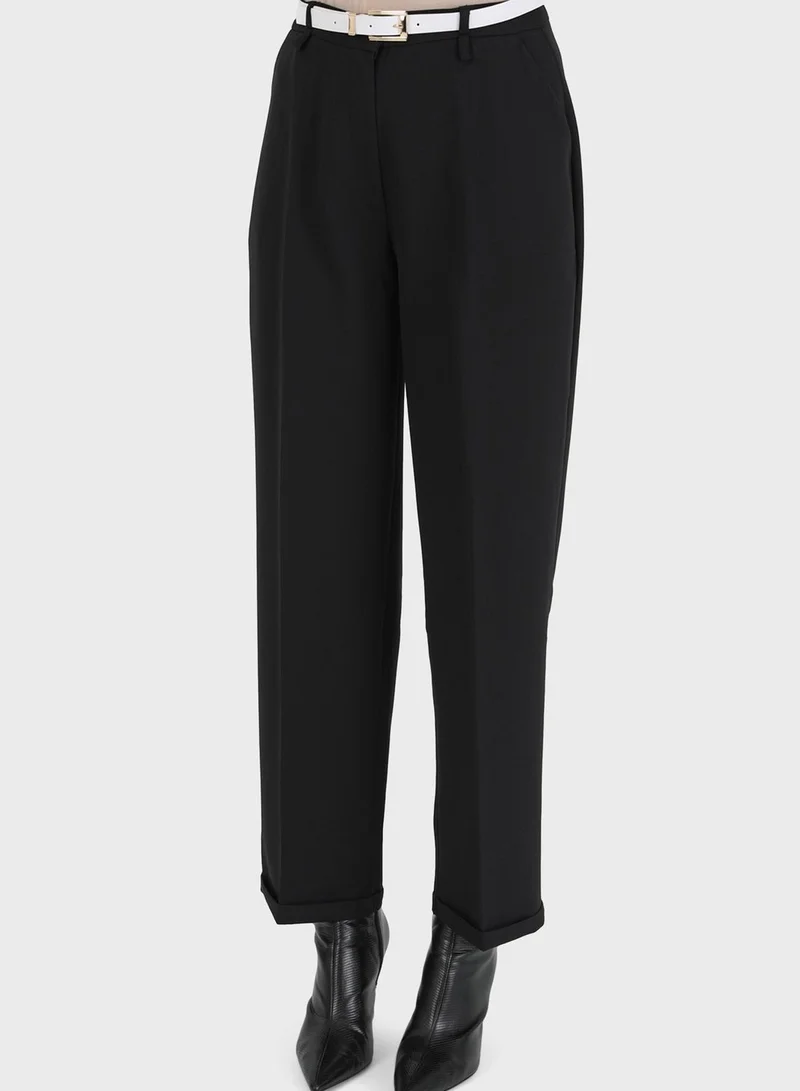Refka by modanisa Belted High Waist Trouser