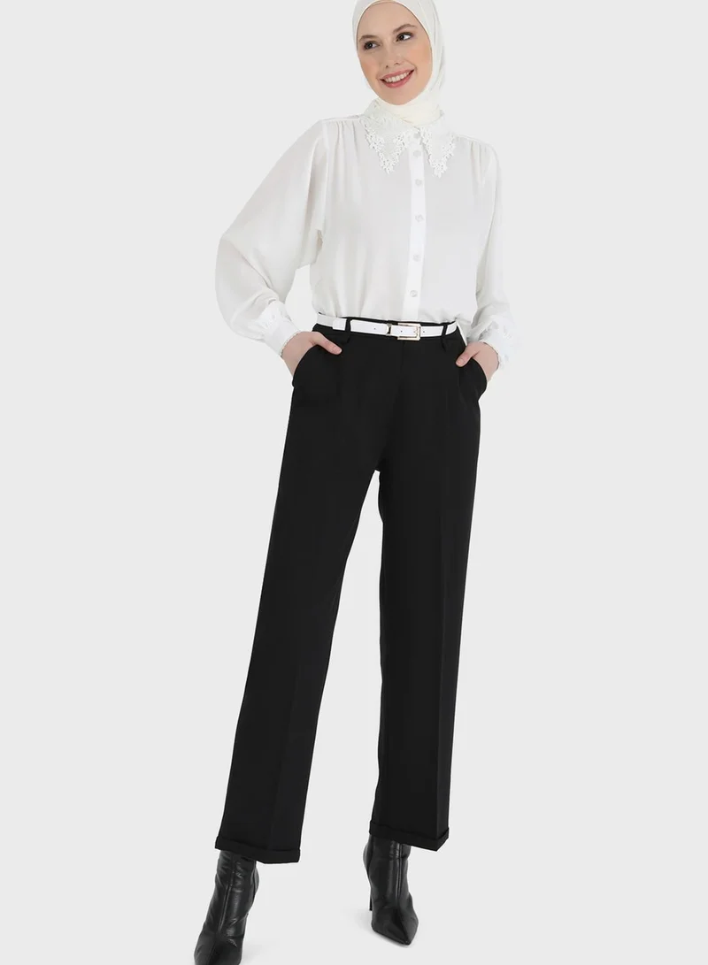 Refka by modanisa Belted High Waist Trouser