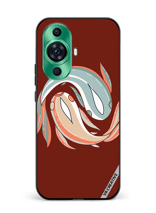 VR CREATIVE Protective Case Cover For Huawei nova 11 Pro Japanese Stylized Colored Fish In Orange And Blue Design Multicolour - Image 1