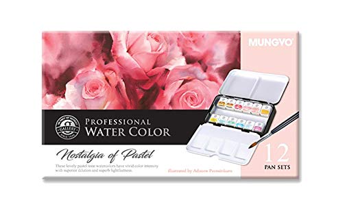 Mungyo Professional Solid Water Colors 12 Pan Colors Pastel Tone - Image 1