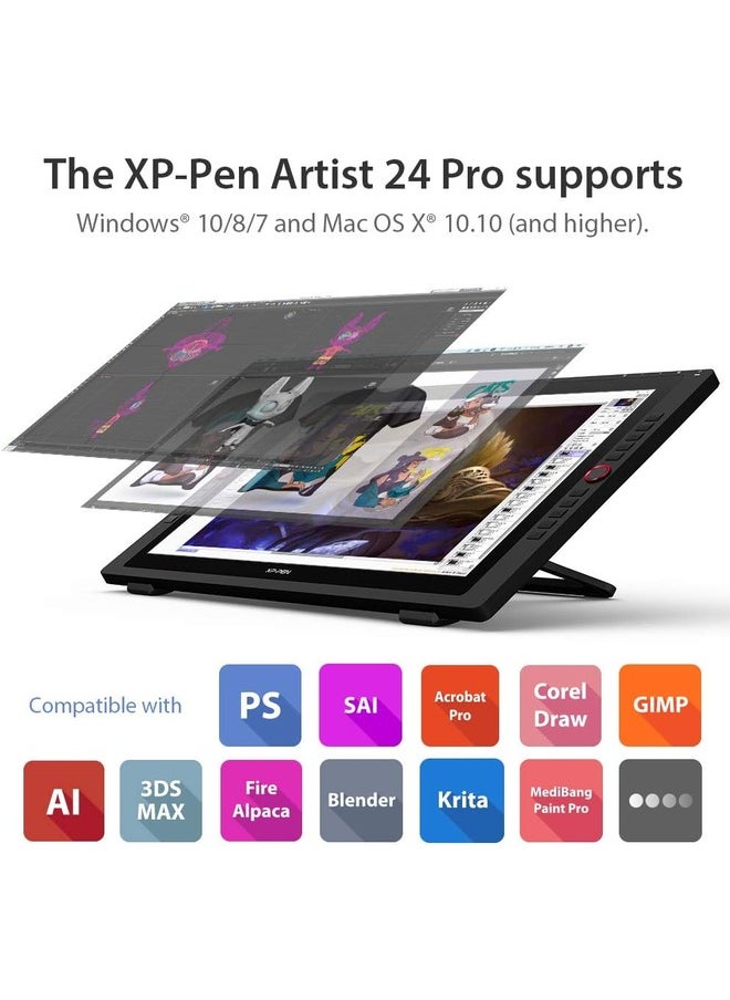 إكس بي-بن - شاشة تابلت جراكفيك 23.8 انش من ارتيست 24 برو، شاشة رسم بدقة 2K QHD مع 2 قرص احمر، 20 مفتاح اختصار، 8192 مستوى، قلم ستايلس بدون بطارية يدعم وظيفة الامالة - Image 1