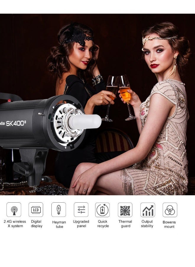 Godox Professional Compact 400Ws Studio Flash Strobe Light Built-in Godox 2.4G Wireless X System GN65 5600K with 150W Modeling Lamp for E-commerce Product Portrait Lifestyle Photography - Image 3