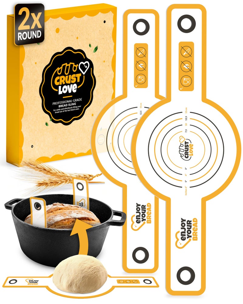 CRUSTLOVE 2 PCS Sourdough Silicone Bread Sling Round â€“ Non-Stick Sourdough Sling & Baking Mat, Reusable & Easy to Clean, Heat Resistant to 480Â°F, Dough Mat for Artisan Bread Baking Supplies - Image 1