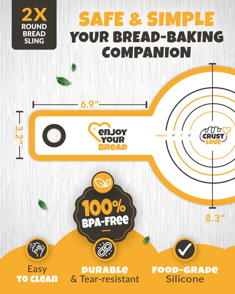 CRUSTLOVE 2 PCS Sourdough Silicone Bread Sling Round â€“ Non-Stick Sourdough Sling & Baking Mat, Reusable & Easy to Clean, Heat Resistant to 480Â°F, Dough Mat for Artisan Bread Baking Supplies - Image 3