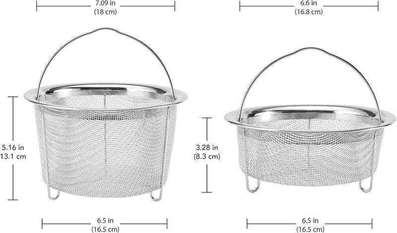 Instant Pot Official Mesh Steamer Basket Set, Stainless Steel, Dual-Purpose Steamer & Strainer, Easy-Lift Handle, Dishwasher Safe, Rust-Resistant, Essential Accessory for Healthy Cooking - Image 2