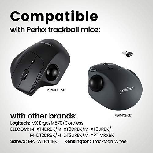 Perixx PERIPRO-303 X2D Replacement Trackball Set of 2 PERIMICE-517/717/520/720 Compatible with Logitech M575/M570 and Elecom Trackball Mouse - Polished Finish - Black and Pink 2 Color Set… - Image 4
