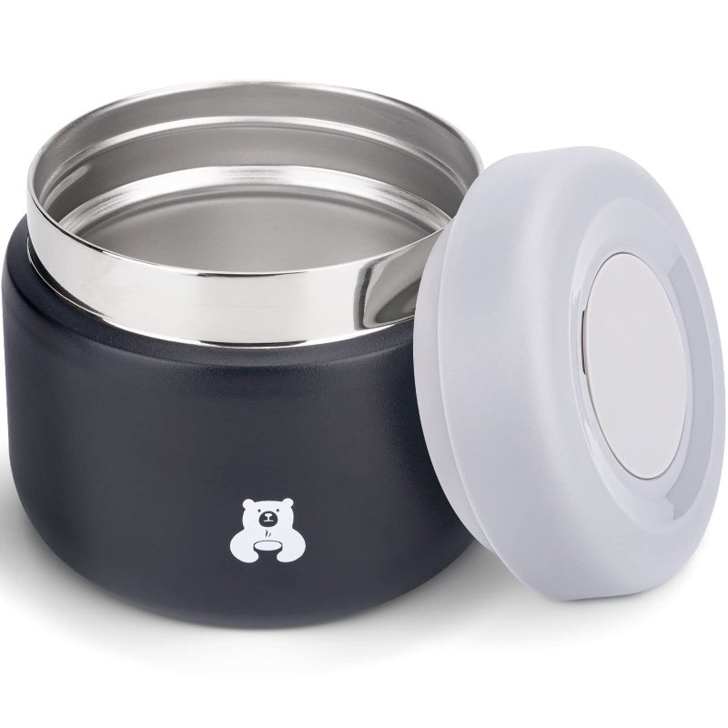 Charcy 9oz Kids Stainless Steel Insulated Food Jar, Wide Mouth Leak-Proof Soup Thermo, Container Set for 8h Hot and 6h Cold - Black - Image 1