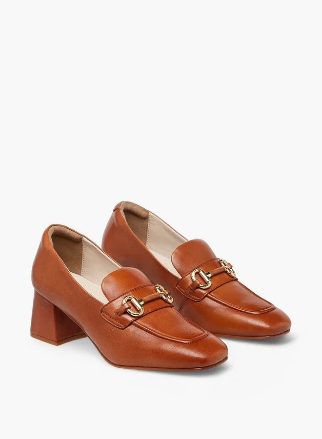 بابريكا Metallic Accent Slip-On Loafers with Block Heels