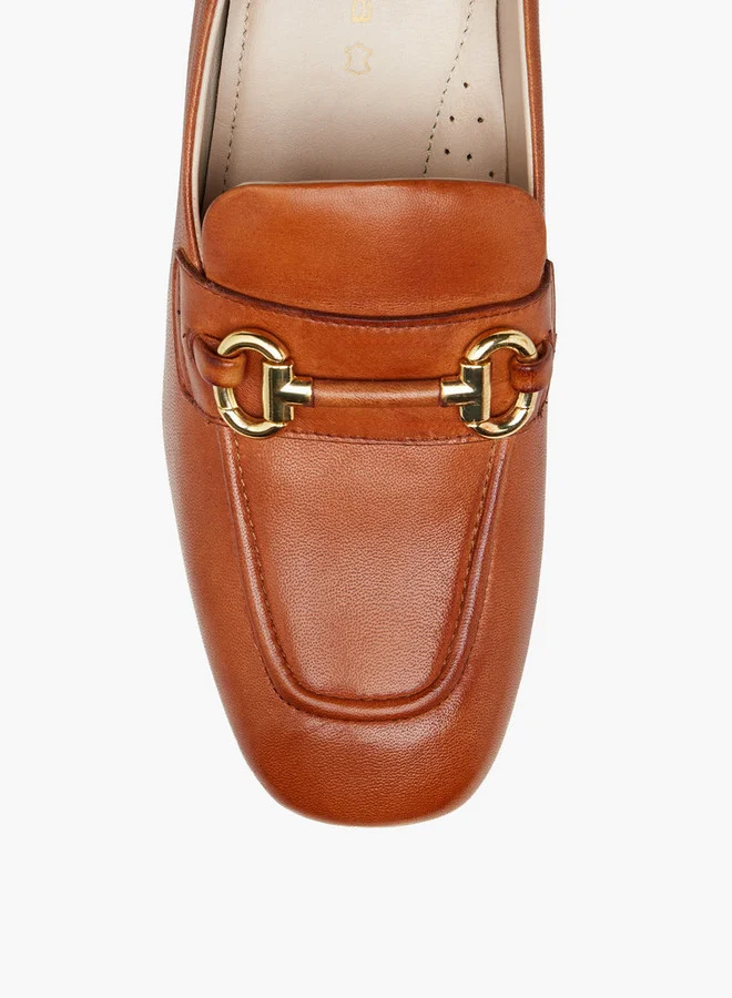Paprika Metallic Accent Slip-On Loafers with Block Heels