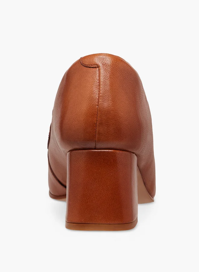 Paprika Metallic Accent Slip-On Loafers with Block Heels