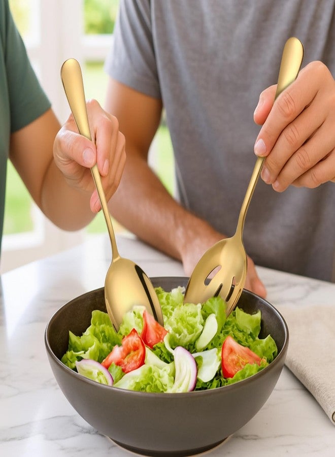 AOZUO 12 PCS Gold Stainless Steel Serving Utensils, Large Serving Spoons Slotted Spoons Servings Tongs Appetizer Tongs Polished Gold Servings Utensils Set for Buffet Catering Banquet Party - Image 4