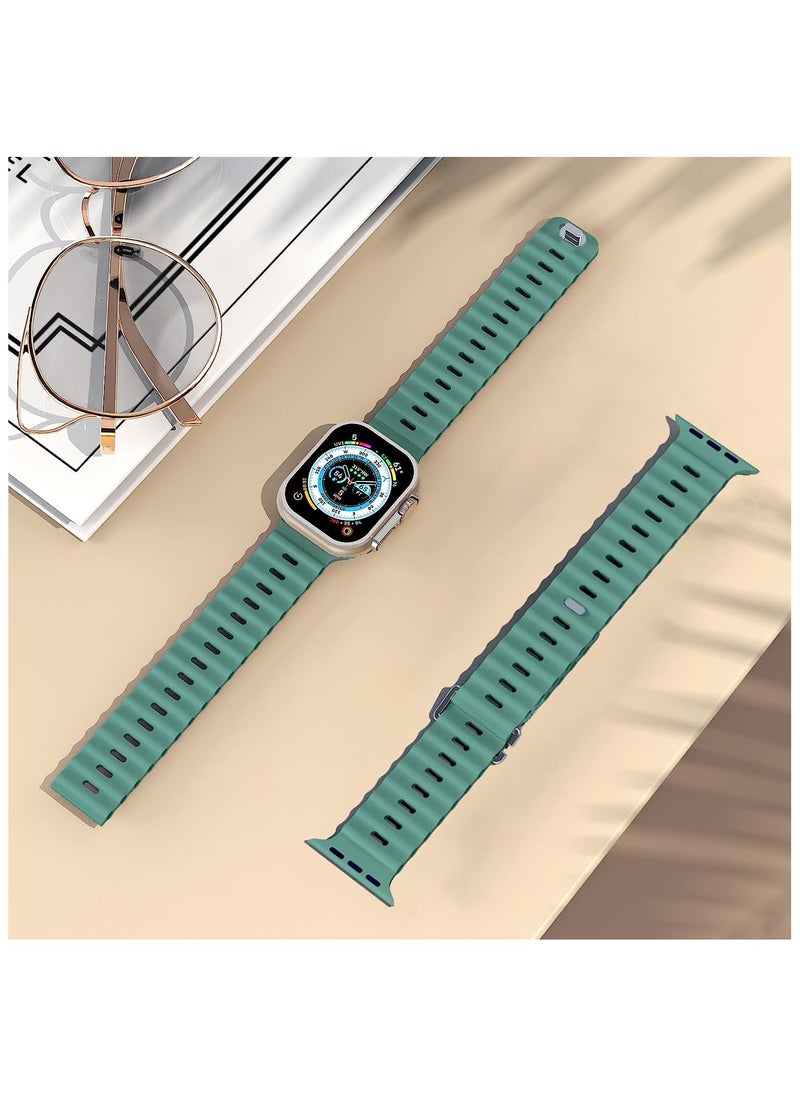 Color Fans - Apple Watch Ocean Band 41mm 40mm 38mm for Men Women, Soft Silicone Sport Band Replacement Strap for Apple Watch Ultra iWatch Series 8 7 SE 6 5 4 3 2 1 Cactus - Image 1