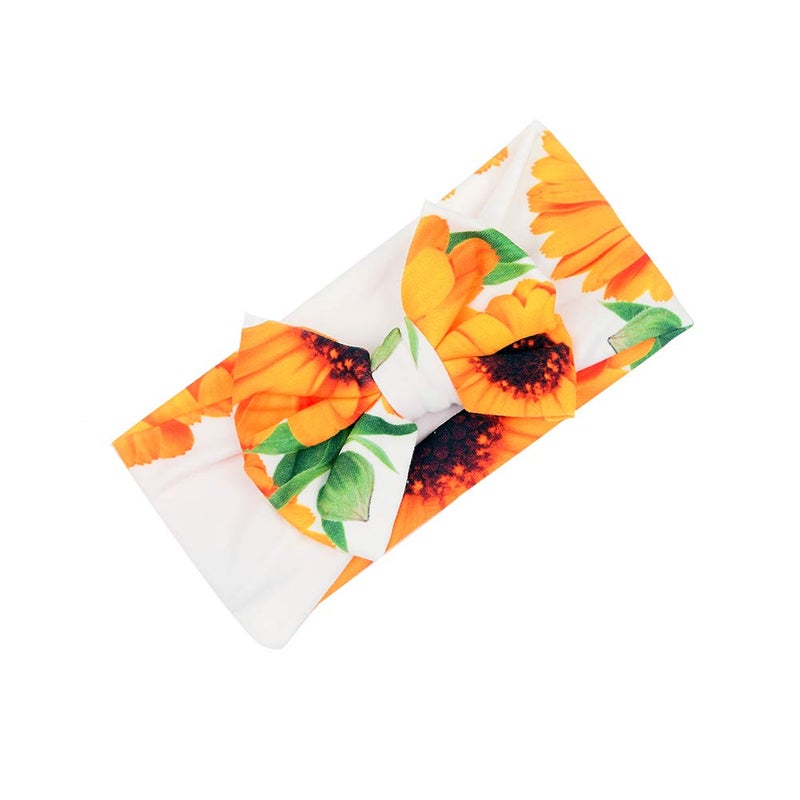 Galabloomer Newborn Receiving Blanket Headband Set Baby Flower Rose Swaddle with Big Bow (White Sunflower) - Image 5