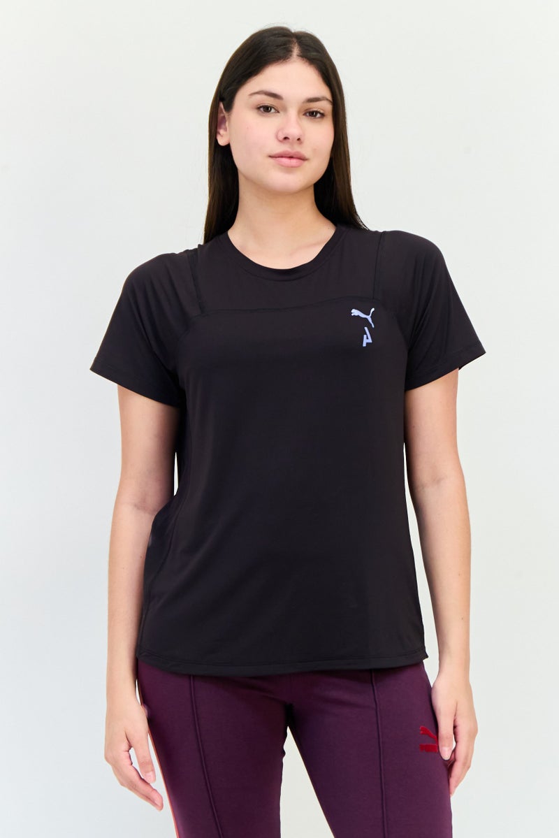 PUMA تي شيرت تدريب قصير الأكمام للنساء، أسود - Image 1