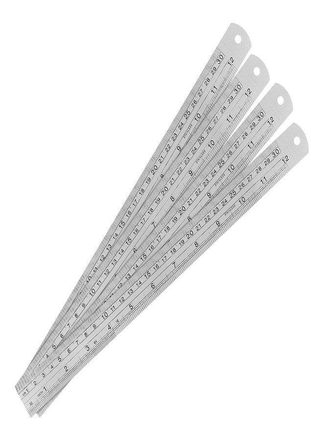ZEONHAK 20 Pack 12 Inches Stainless Steel Ruler, Precision Metal Rulers, Straight Edge Ruler for School, Office, Woodworking, Engineering - Image 4