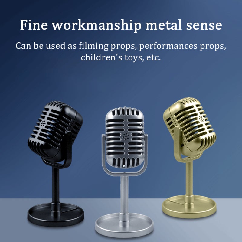 Simulation Microphone Gold Retro Style Performance Prop - Classic Design Metal Stage Equipment for Live Performances Filming Props - Image 2