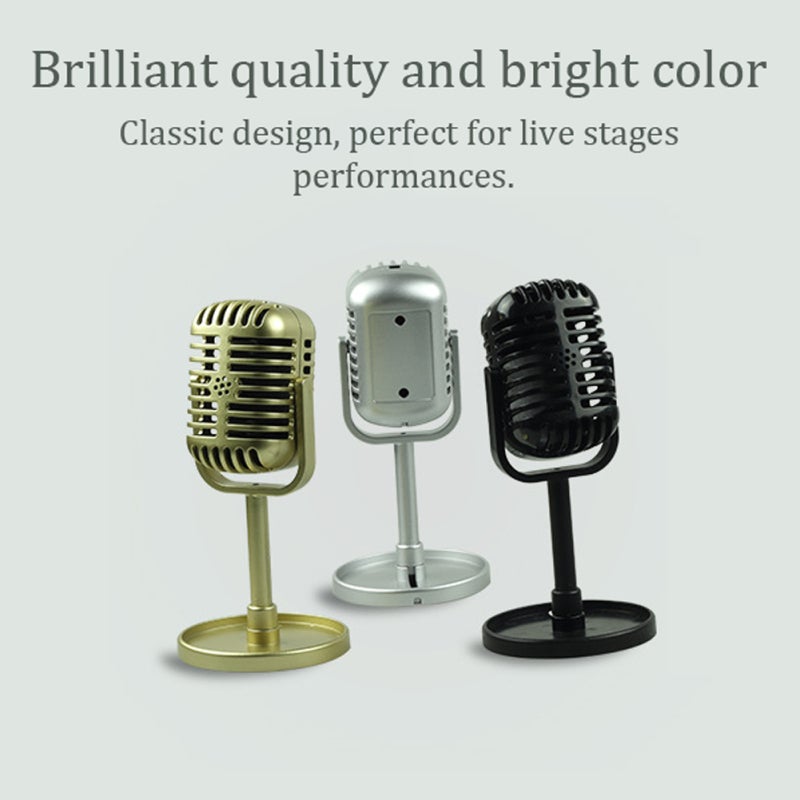 Simulation Microphone Gold Retro Style Performance Prop - Classic Design Metal Stage Equipment for Live Performances Filming Props - Image 3