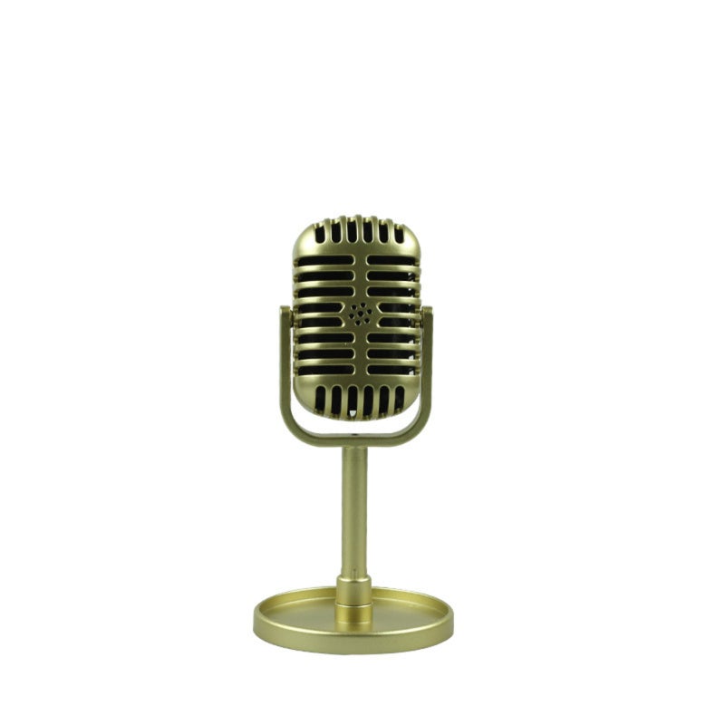 Simulation Microphone Gold Retro Style Performance Prop - Classic Design Metal Stage Equipment for Live Performances Filming Props - Image 1
