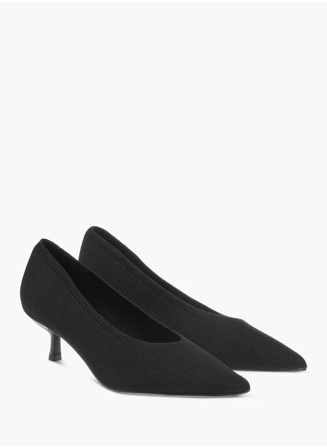 سيليست Womens Textured Slip-On Pumps With Kitten Heels