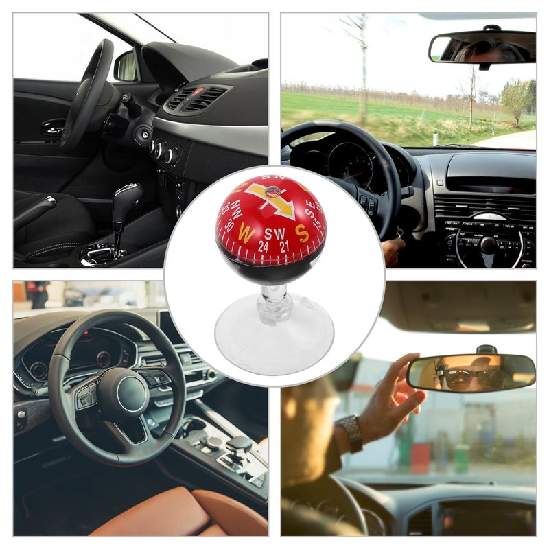 Red Plastic Car Dashboard Compass Suction Cup Portable 38mm Auto Direction Finder - Image 4