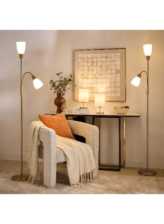 Home Box Glen Metal Table Lamp with Linen Shade - 15x15x30 cm