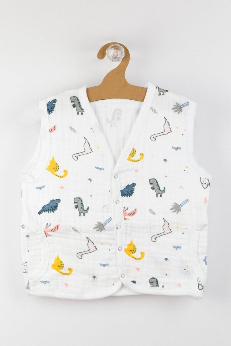 Bondilolly 100% Cotton Muslin Baby Vest with Snaps  - Image 1