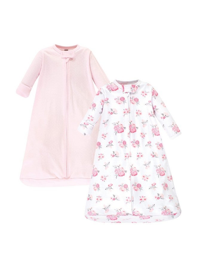 Hudson Baby Unisex Baby Cotton Long-Sleeve Wearable Sleeping Bag, Sack, Blanket, Basic Pink Floral, 12-18 Months - Image 1