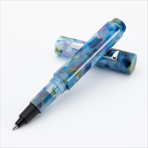 Monteverde MVP Liquid Rollerball Pen Blue Squares - Broad Point - Compact & Versatile Mini Pocket Pen - Liquid Rollerball Technology - Cartridge & Eyedropper Fill - Image 1